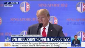Corée du Nord : "Je suis sûr que dans quelques temps, vous pourrez me poser des questions positives sur le sujet des droits de l'Homme", avance Donald Trump