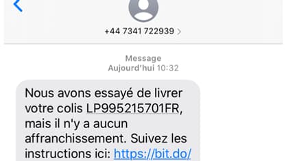 Exemple de SMS frauduleux