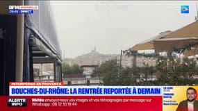 La terrasse d'un restaurant abîmée par les fortes pluies sur le Vieux-Port