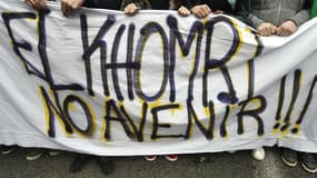 Banderole "El Khomri no future", vue à Toulouse lors de la mobilisation du 17 mars 2016.