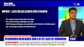 Colère des agriculteurs: plusieurs blocages sur l'A1 et A25 ce vendredi