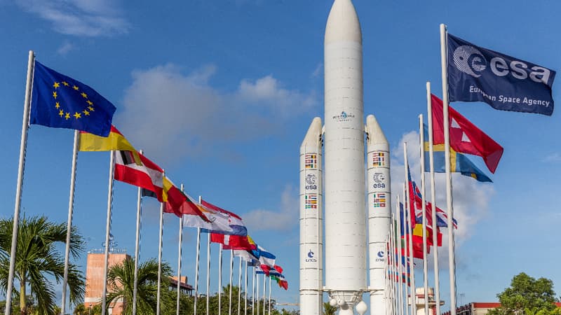 Entrée du siège d'Arianespace à Kourou, en Guyane. 