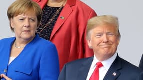 Angela Merkel et Donald Trump au sommet de l'Otan, à Bruxelles, le 11 juillet 2018.