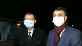 Grégory Doucet (à droite), le 4 mars 2021 après des affrontements dans le quartier de La Duchère à Lyon.