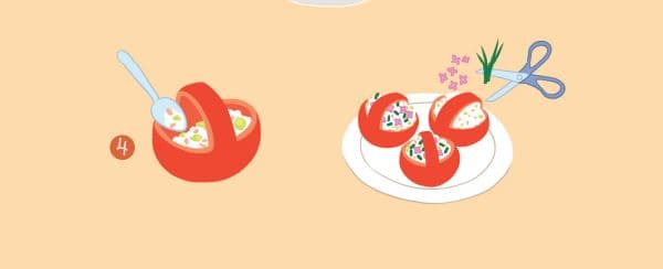 Les "tomates farcies en petits paniers", recette du livre d'Evelyne Debourg. Les "tomates farcies en petits paniers", recette du livre d'Evelyne Debourg.