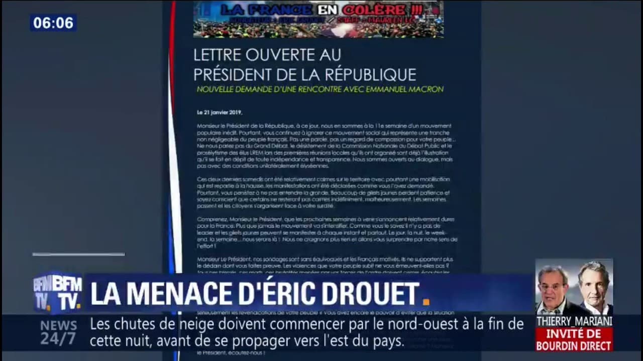 Le groupe d’Eric Drouet, demande une rencontre à Macron