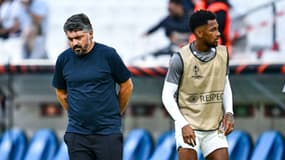 L'entraîneur de l'OM Gennaro Gattuso et Amir Murillo