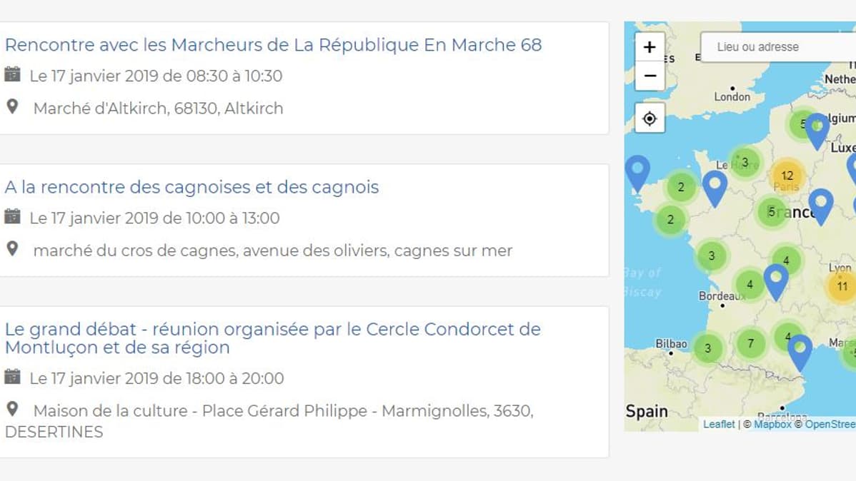 Capture d'écran du site Grand débat national créé par le gouvernement. Capture d'écran du site Grand débat national créé par le gouvernement.