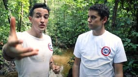 Tibo InShape et Gabriel Attal, dans une vidéo promotionnelle pour le SNU