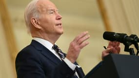 Adresse à la nation du président américain Joe Biden, le 22 février 2022 à la Maison Blanche à Washington, après la reconnaissance par Moscou des régions séparatistes de l'est de l'Ukraine