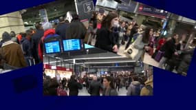 Images de la gare Montparnasse ce mardi matin, après les annonces de confinement du gouvernement