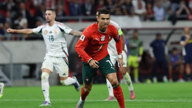 Cristiano Ronaldo célèbre son but lors du match Hongrie-Portugal (2-3, qualifs Coupe du monde 2026), le 9 septembre 2025