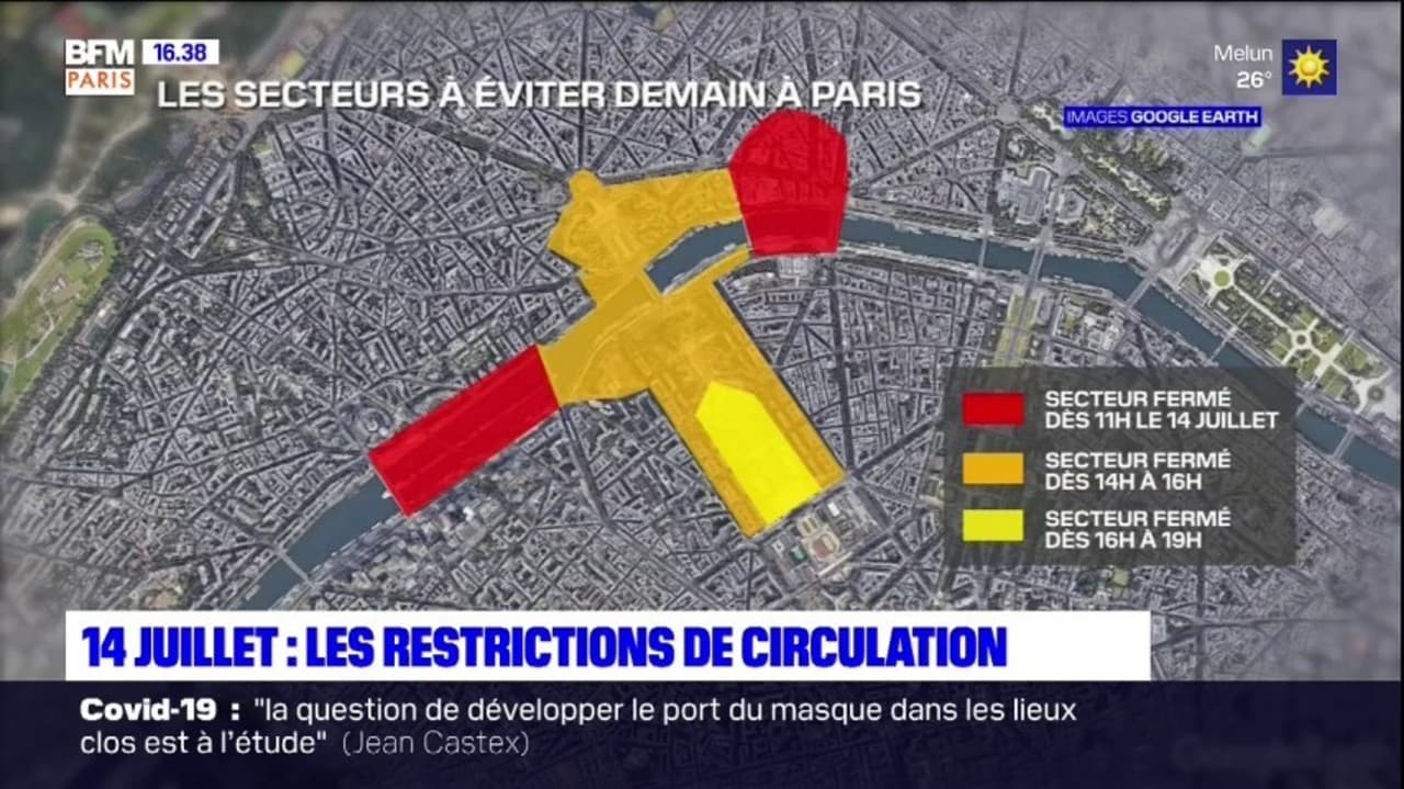 14 Juillet des restrictions de circulation mises en place à Paris