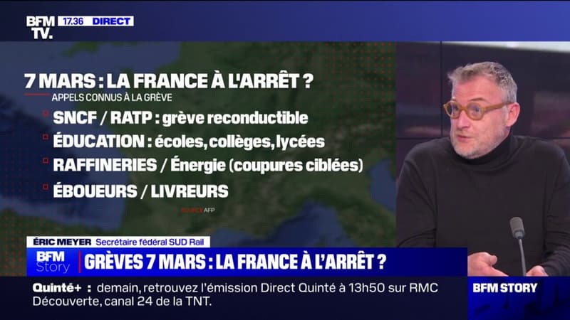 Erik Meyer (SUD Rail): "Tout est en train de s'organiser pour mettre la France à l'arrêt le temps nécessaire"