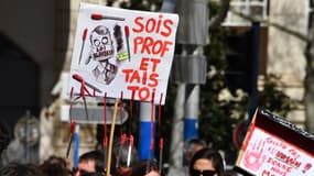 Photo prise à Montpellier, lors de la dernière manifestation des enseignants contre le projet de loi du ministre de l'Éducation, le 19 mars.