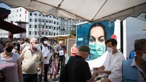 Station mobile de vaccination à Berlin le 16 juillet 2021