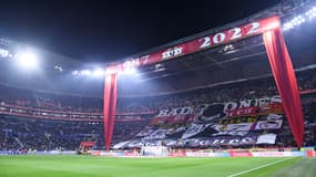OL-Nice : le tifo des Bad Gones pour leur 35e anniversaire le 11 novembre 2022 au Groupama Stadium