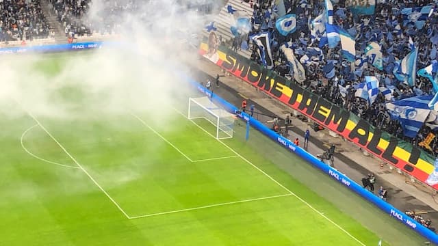 La banderole du virage sud lors du match OM-Ajax en Ligue Europa, le 30/11/2023