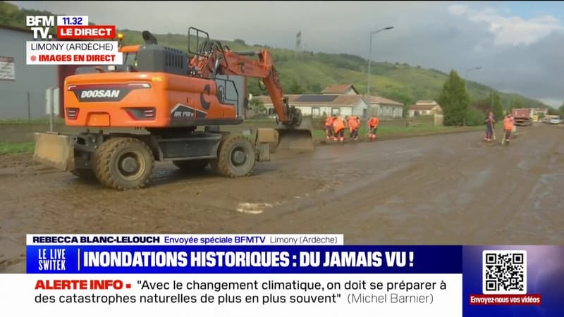 À Limony, en Ardèche, l'heure est au déblayage après d'importantes inondations dans la commune