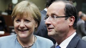 Angela Merkel et François Hollande lors du sommet européen de mai dernier. La France et l'Allemagne sont en quête de compromis pour favoriser à la fois la croissance et une plus grande intégration européenne dans l'optique du conseil européen des 28 et 29