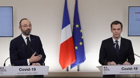 Le Premier ministre accompagné d'Olivier Véran, le ministre de la Santé.
