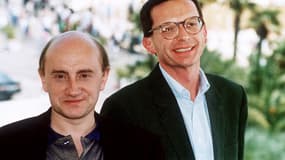 L'acteur-réalisateur Michel Blanc et le réalisateur Patrice Leconte au festival de Cannes, le 21 mai 1989.