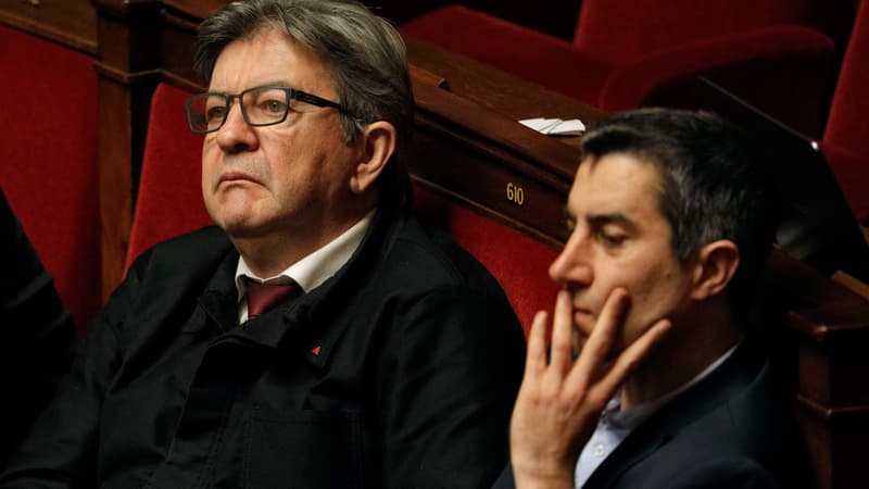 Jean-Luc Mélenchon et François Ruffin à l'Assemblée nationale le 28 janvier 2020