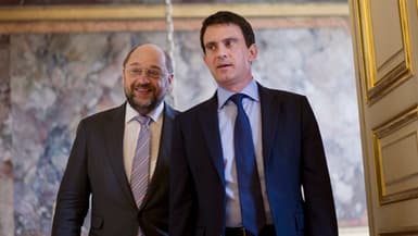 Martin Schulz et Manuel Valls le 4 avril 2014 à Matignon.