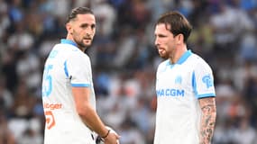 Adrien Rabiot et Pierre-Emile Hojbjerg pendant un match de l'OM, le 2 août 2025