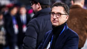 Maxime Saada, patron du groupe Canal+, lors d'un match du PSG au Parc des Princes, le 26 novembre 2025