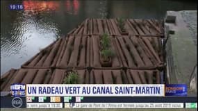 Paris: un radeau végétalisé installé sur le canal Saint-Martin