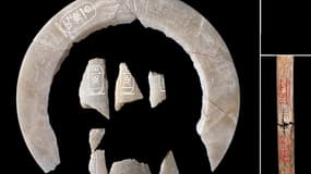 Des artefacts mis au jour lors des fouilles archéologiques qui ont permis de découvrir la tombe du roi Thoutmosis II à Louxor, dans le sud de l'Égypte.