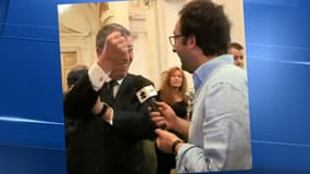 Le maire de Levallois-Perret, Patrick Balkany, dans sa mairie des Hauts-de-Seine, lors d'une séquence du "Supplément" de Canal + diffusée ce dimanche.