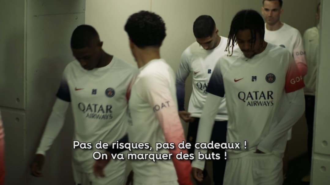 La motivation des joueurs du PSG avant le quart de finale retour de Ligue des champions à Montjuic, film RMC Sport, avril 2024