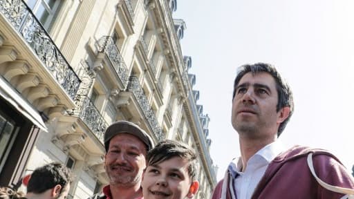 Le député La France infoumise Francois Ruffin lors de "La fête à Macron" le 5 mai 2018 à Paris
