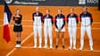 L'équipe de France de Billie Jean King Cup lors des qualifications en avril 2024.