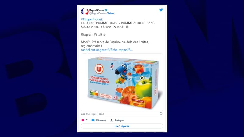 Rappel d'un lot de compotes pour enfants.