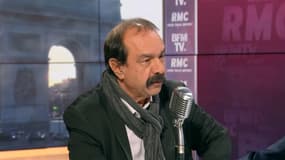 Philippe Martinez, leader de la CGT, invité de BFMTV-RMC, le 18 décembre 2019.