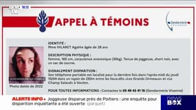 Joggeuse disparue: une enquête pour "disparition inquiétante" ouverte par le parquet de Poitiers