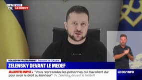 "Je crois en notre victoire": Volodymyr Zelensky s'exprime devant le Medef