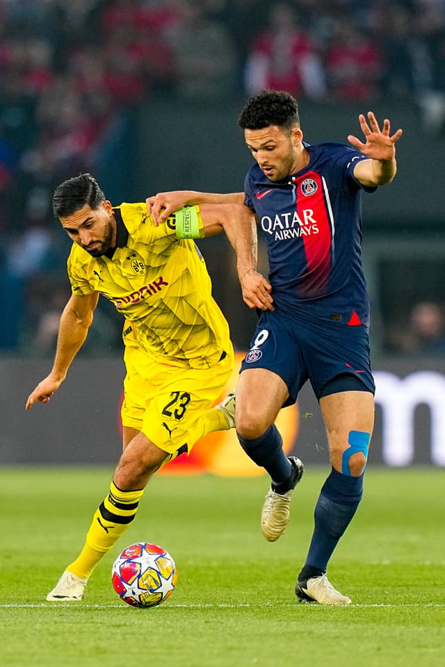 Gonçalo Ramos et Emre Can lors de PSG-Dortmund le 7 mai 2024