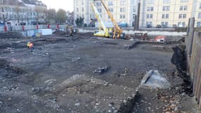 Des vestiges retrouvés sous le chantier du parking Desmichels à Gap, le 13 décembre 2023.