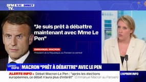 Européennes: "Je suis prêt à débattre maintenant avec Mme Le Pen" déclare Emmanuel Macron 