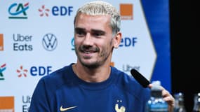 Antoine Griezmann lors d'une conférence de presse de l'équipe de France en septembre 2023