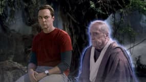 Jim Parsons et Bob Newhart dans la série "The Big bang theory".