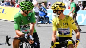 Peter Sagan (maillot vert) et Julian Alaphilippe (maillot jaune) sur le Tour de France 2020