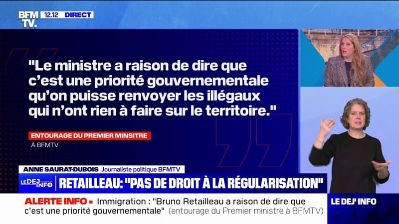 Immigration: l'entourage du Premier ministre soutient Bruno Retailleau dans sa volonté de durcir les règles de régularisation