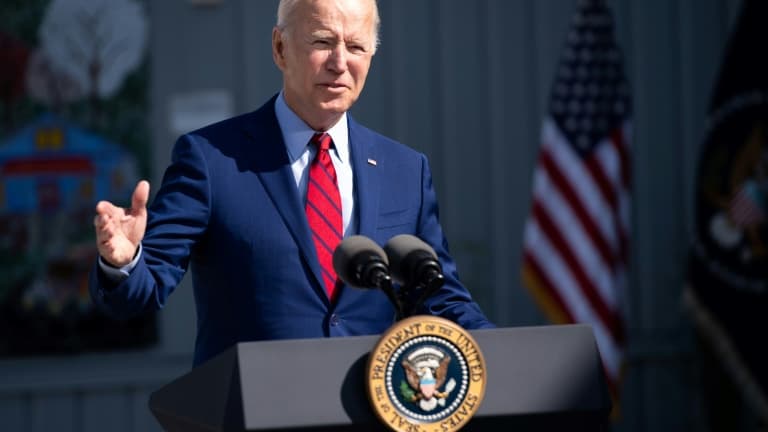 Le président américain Joe Biden, lors de la visite d'une école, le 10 septembre 2021 à Washington