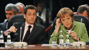 Nicolas Sarkozy et Angela Merkel lors du sommet de l'Otan de 2008, à Bicarest