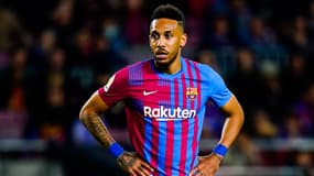 Pierre-Emerick Aubameyang avec le FC Barcelone, le 24 avril 2022